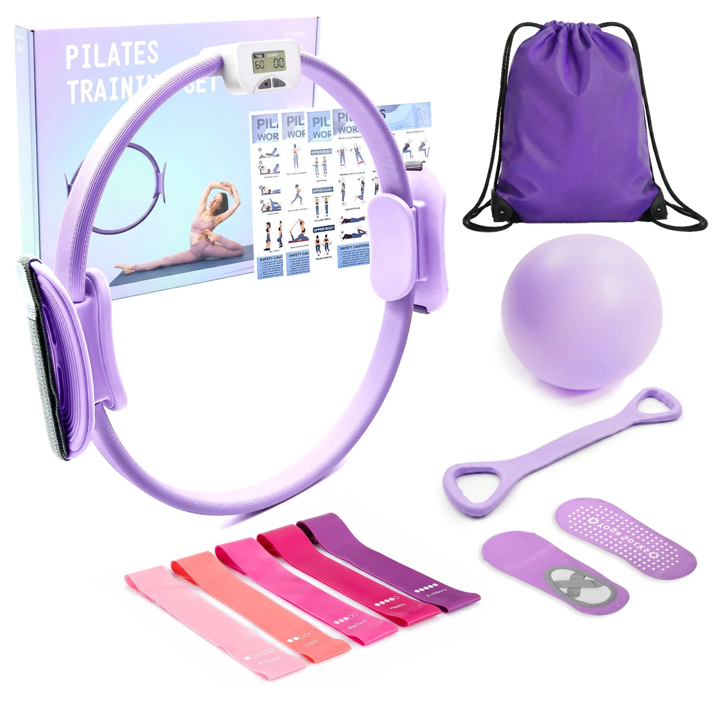 MaxU Pilates Ring And Bar Home Workout Resistance Fitness Set
