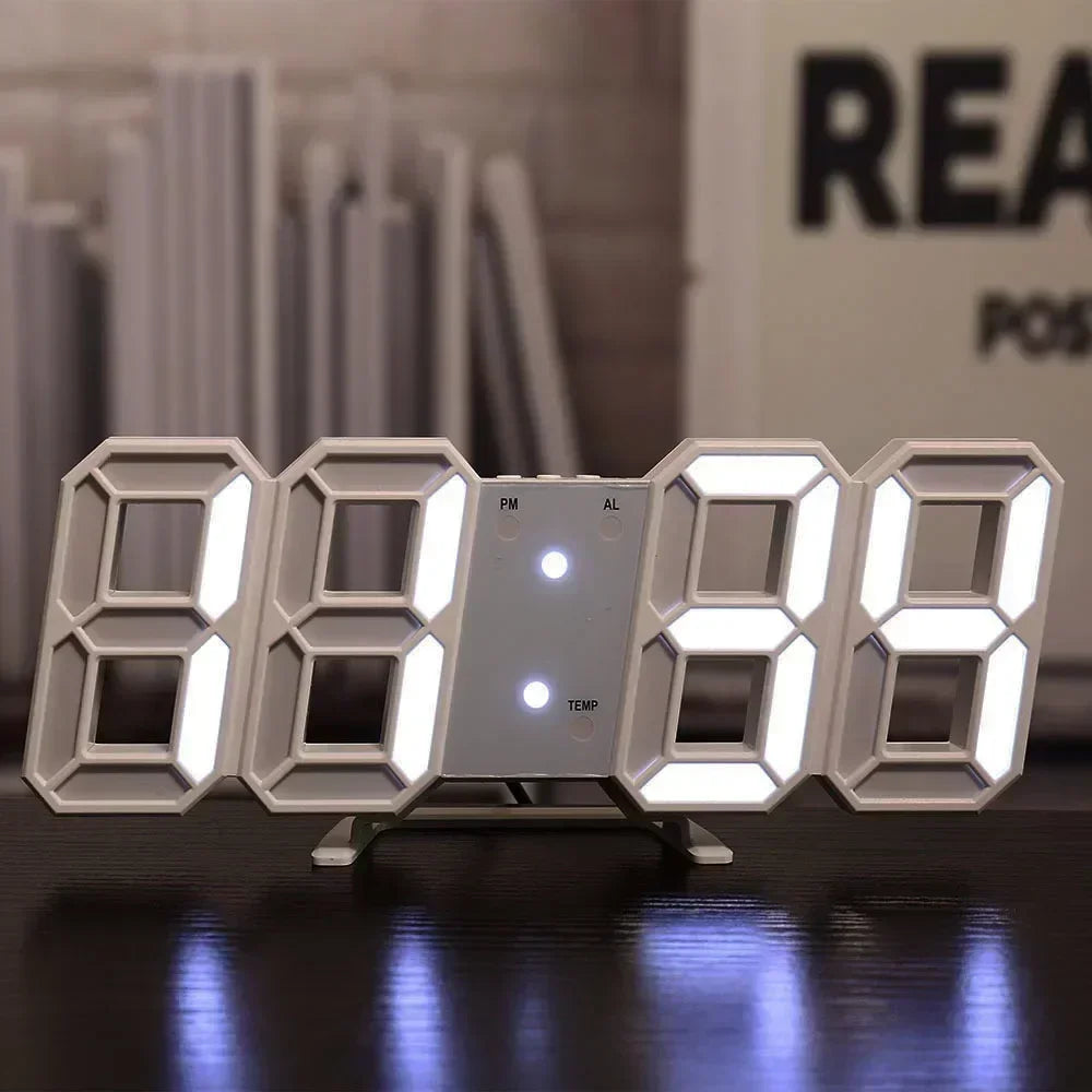 3D LED Digital Clock Wall Decor With Glow Night Mode