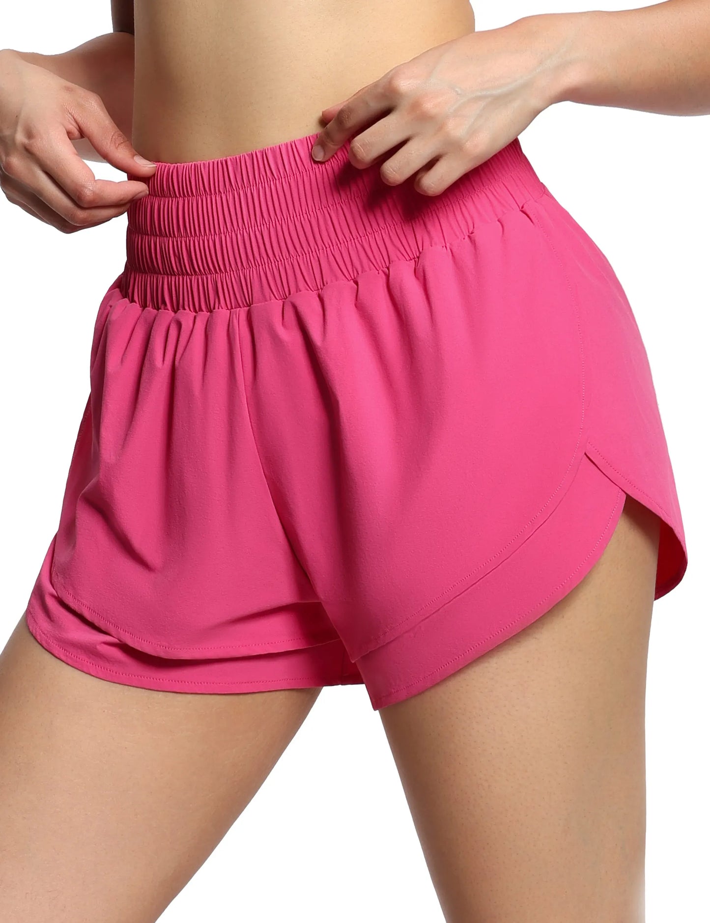 THE GYM PEOPLE Women's High Waisted Workout Shorts Quick Dry With Mesh Liner