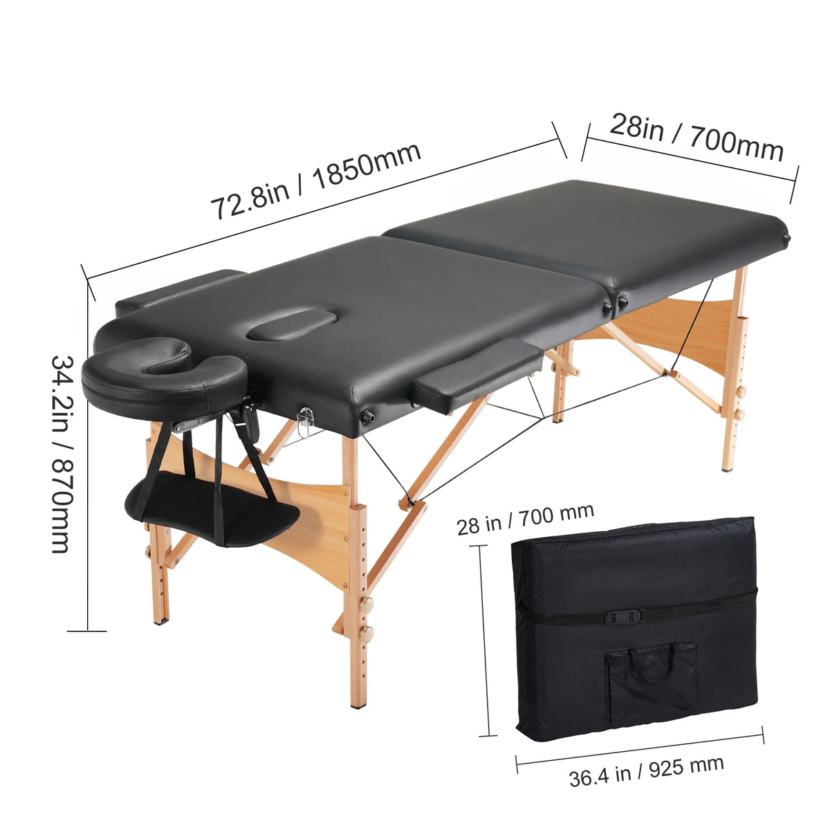 SucceBuy Portable Adjustable Folding Massage Table for Spa Salon Therapy
