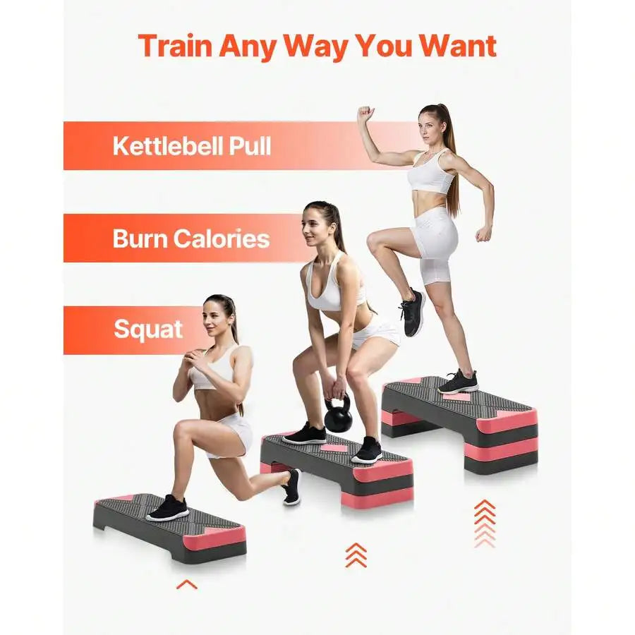 Aerobic Step Platform Height Adjustable Training Deck With Risers