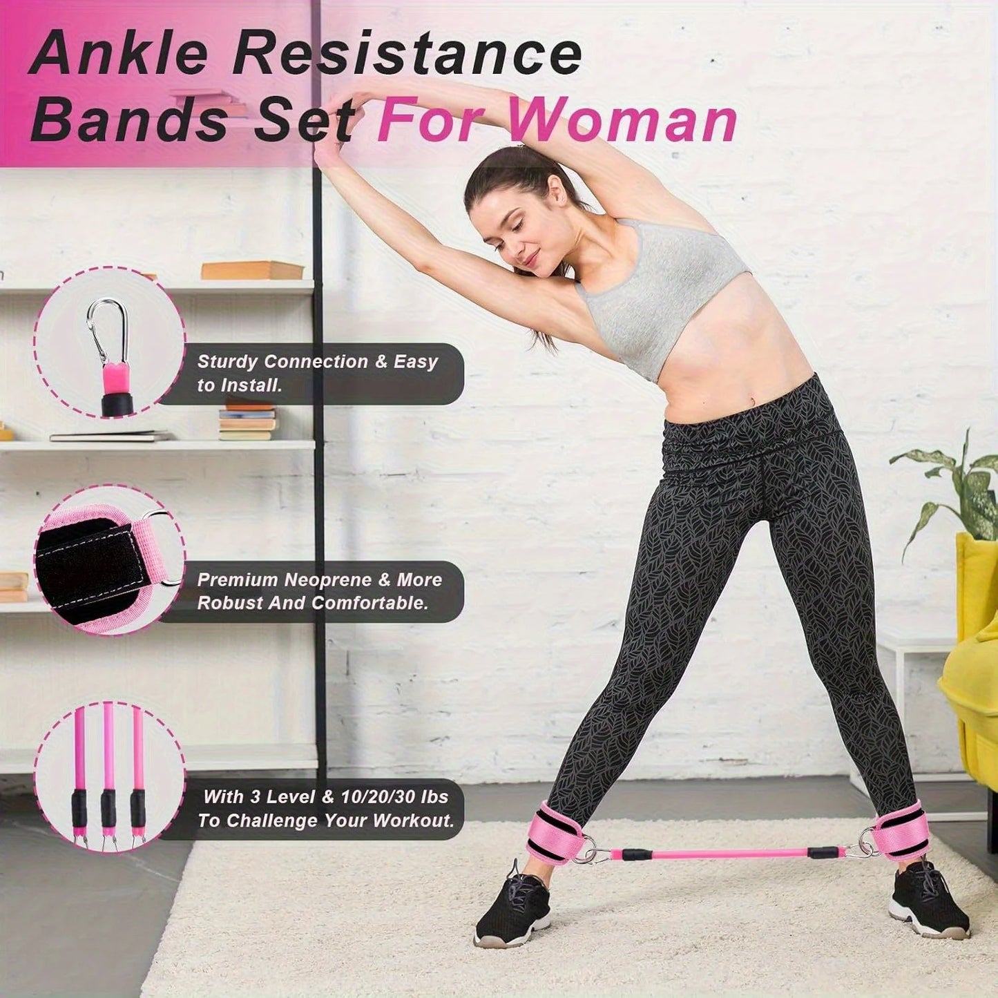 Home Gym Leg Hip Toning System With Adjustable Resistance Bands