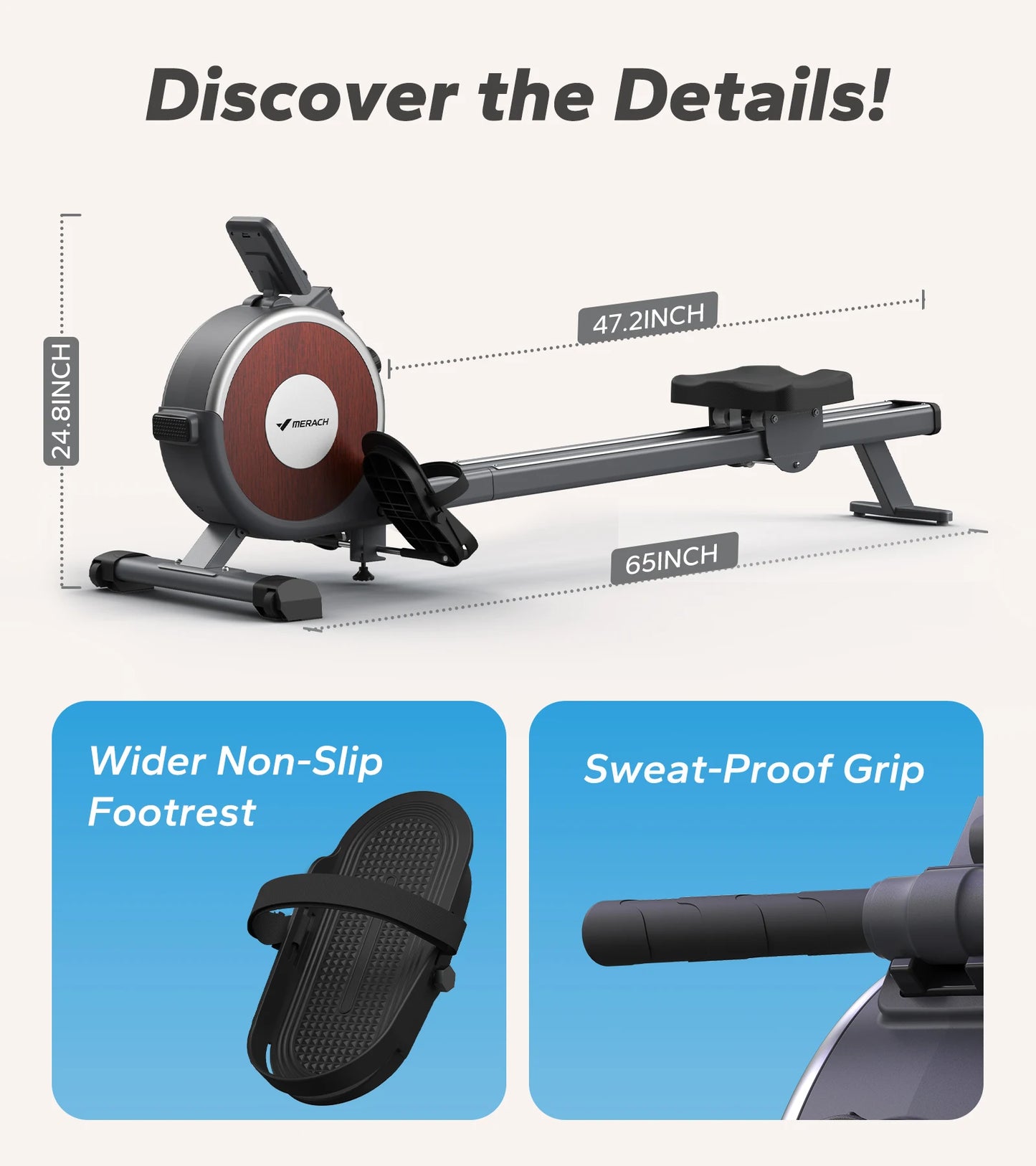 MERACH Magnetic Rowing Machine Rower With 16 Levels Quiet Resistance