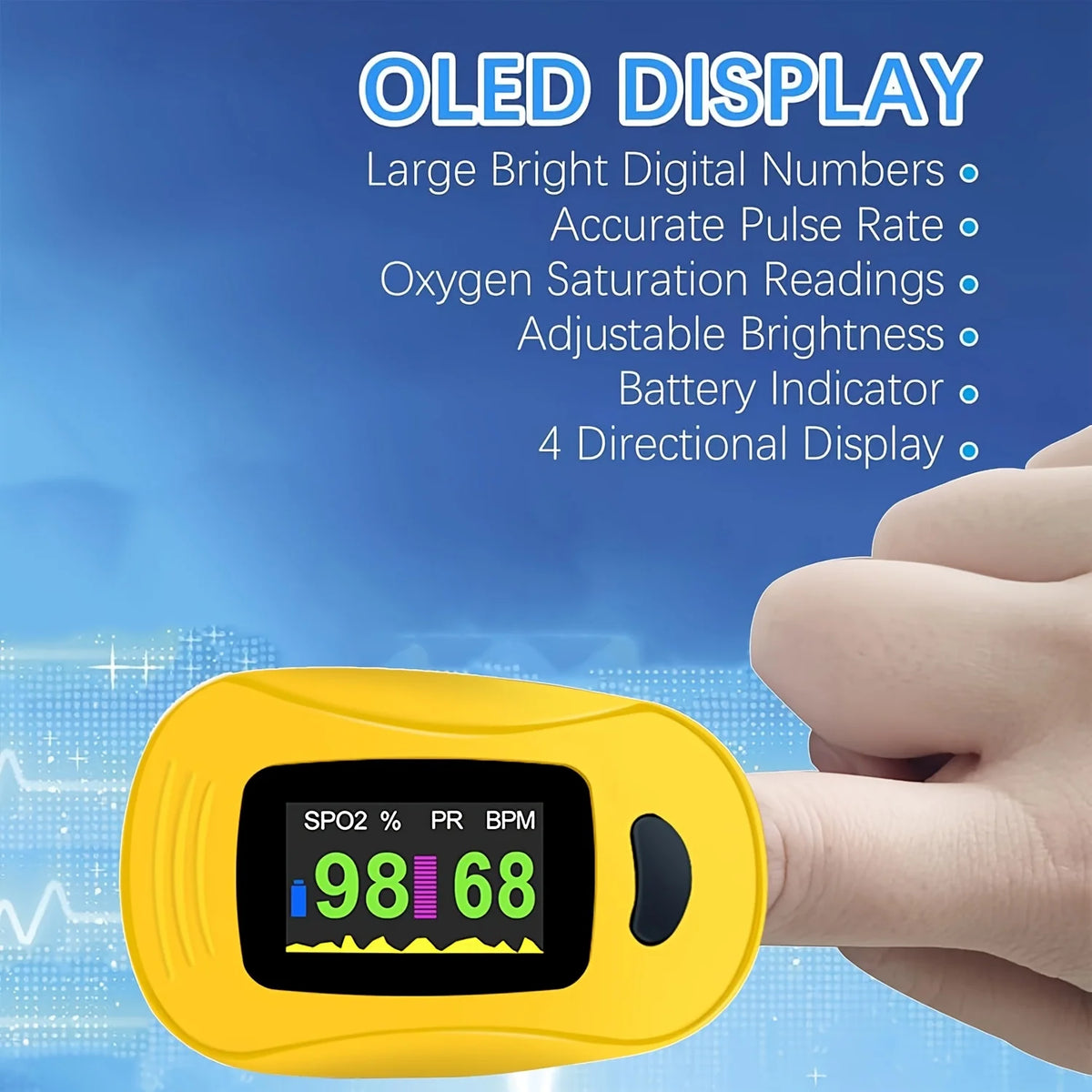 Jitesy Fingertip Pulse Oximeter SpO2 Blood Oxygen Saturation Monitor