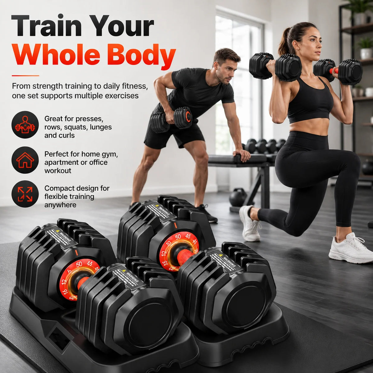 Adjustable Dumbbell With Secure Lock For Full Body Strength Training