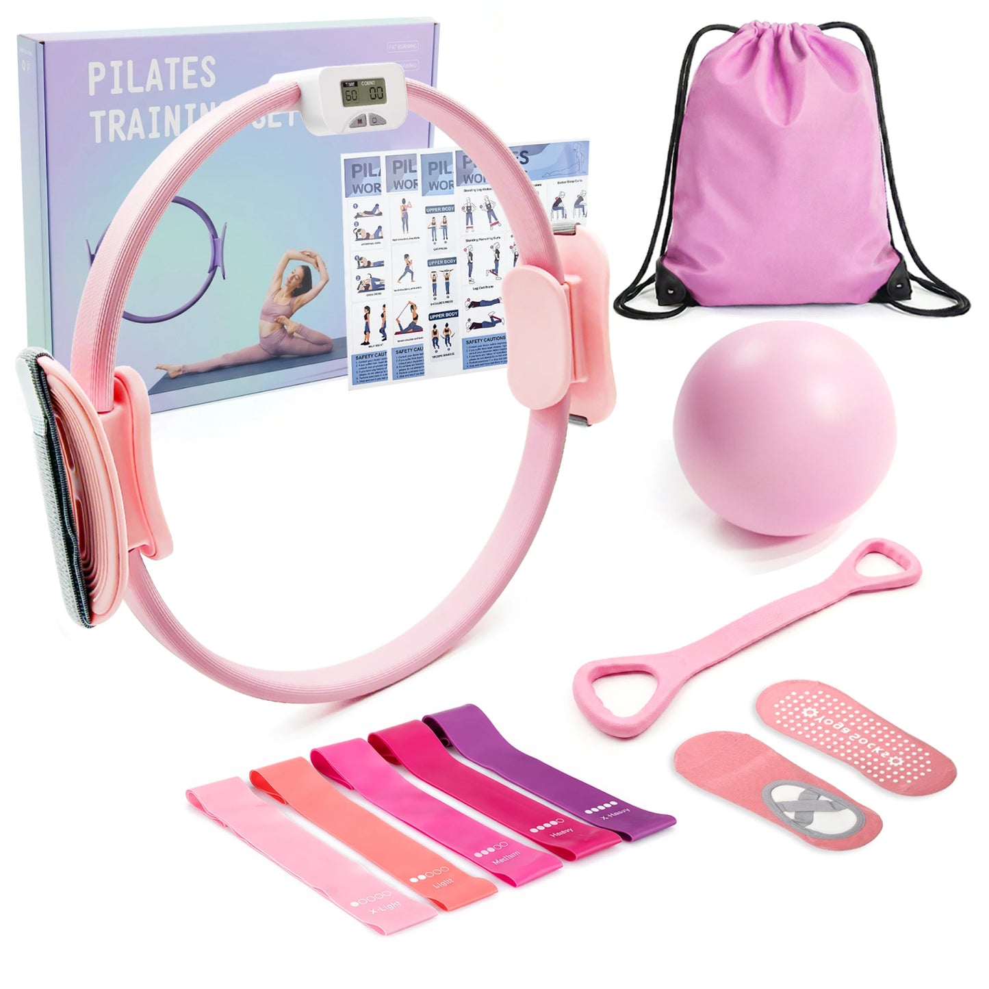 MaxU Pilates Ring And Bar Home Workout Resistance Fitness Set