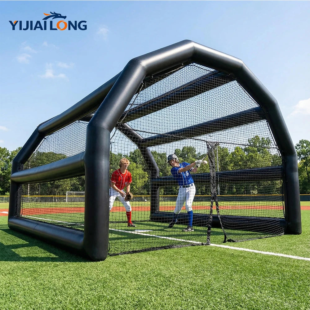 20x16FT Inflatable Baseball Cage, Heavy Duty PVC Baseball Practice Net with Air Pump, Portable Batting Cage for Pitching, Hitting Training, Softball Practice, Backyard, School & Sports Events