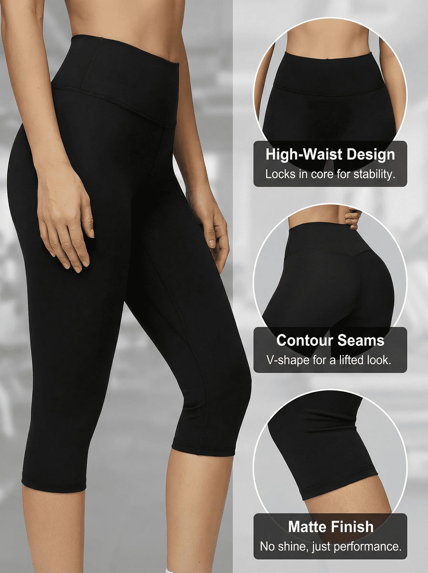 Women's High Waist Capri Leggings With Tummy Control And Lift