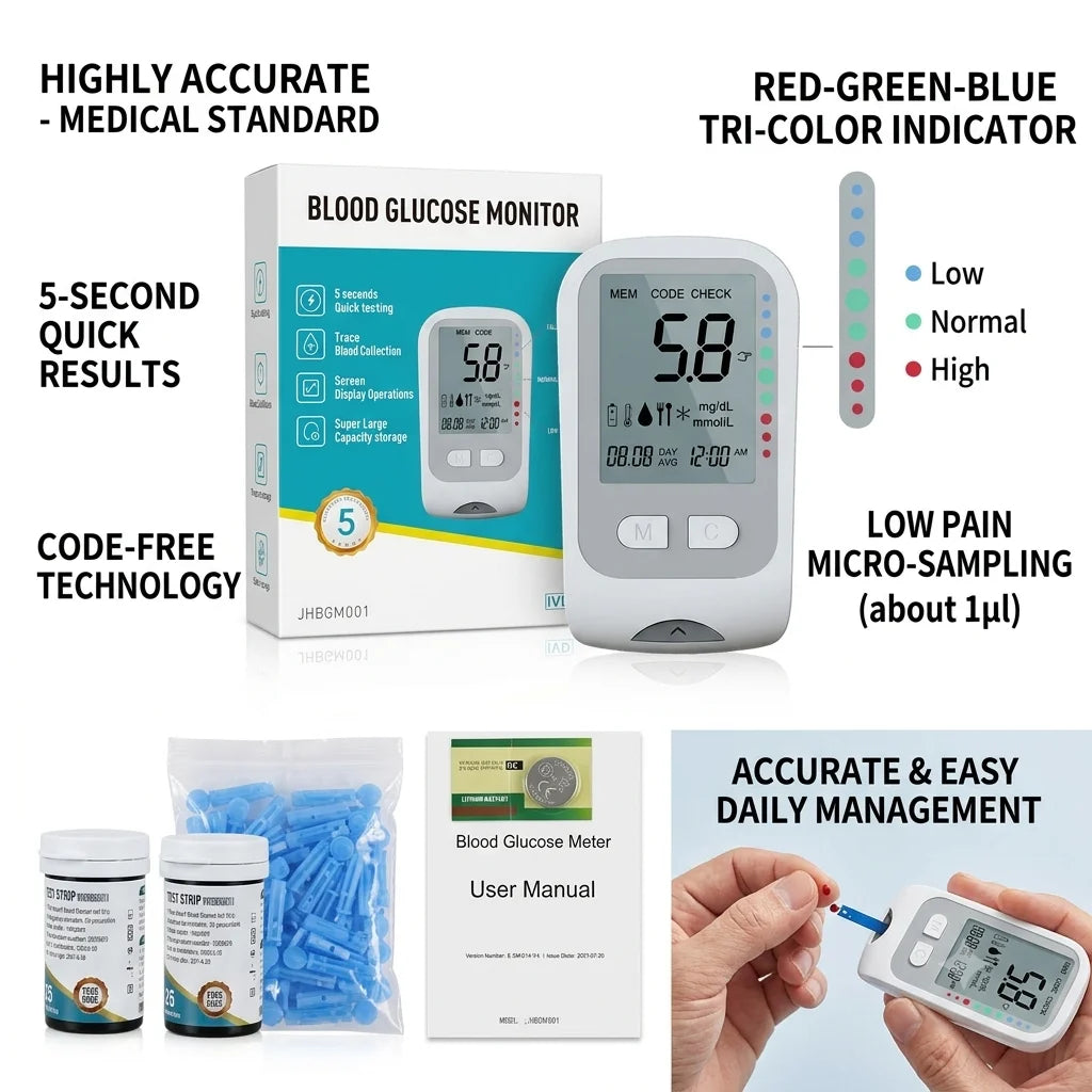 VivaGuard Blood Glucose Monitor Kit With Test Strips And Lancets
