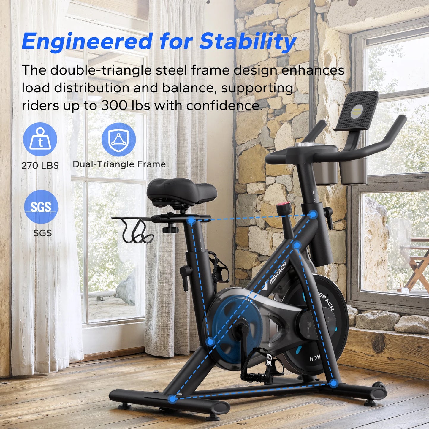 Merach Magnetic Indoor Exercise Bike With Exclusive App Low Noise