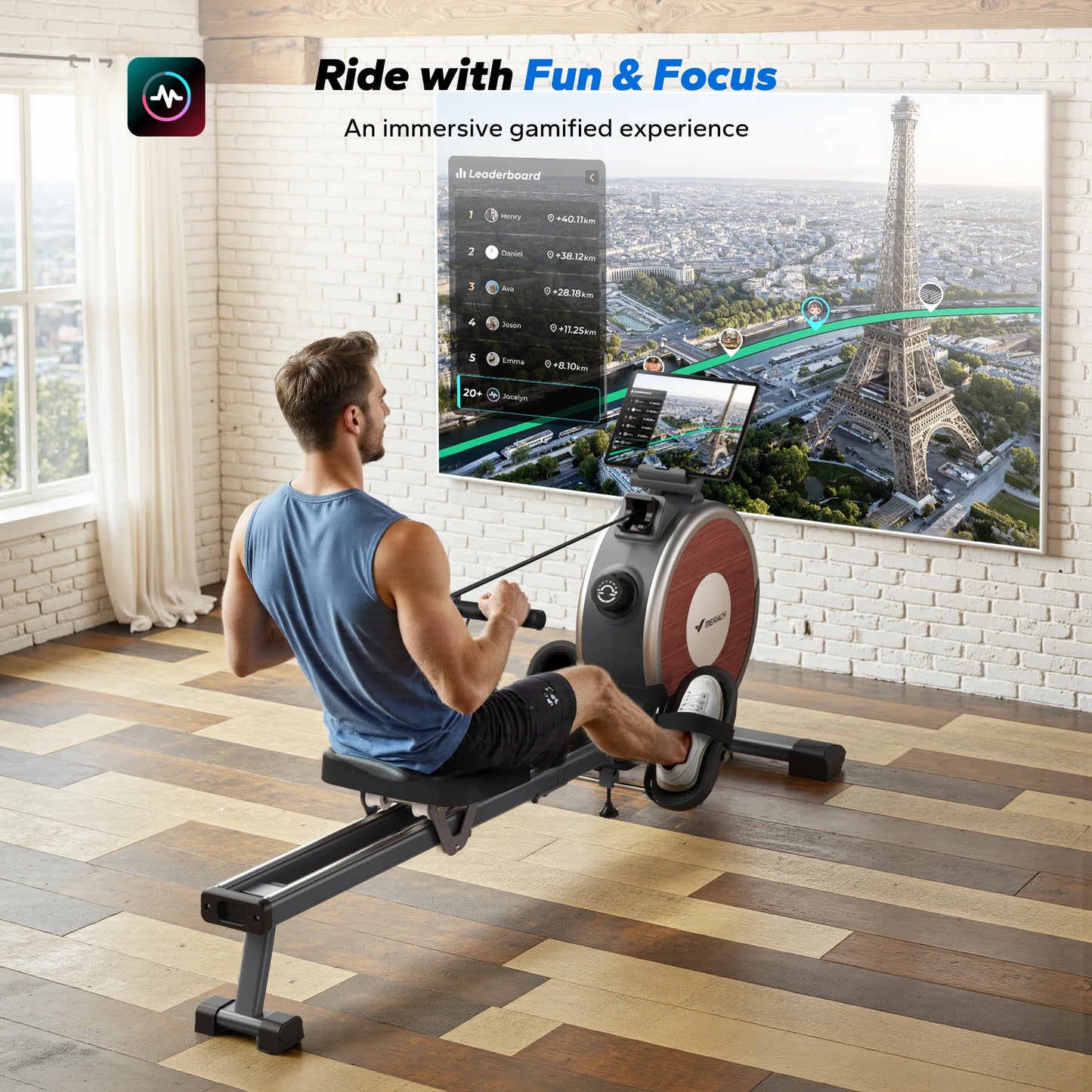 MERACH Magnetic Rowing Machine Rower With 16 Levels Quiet Resistance