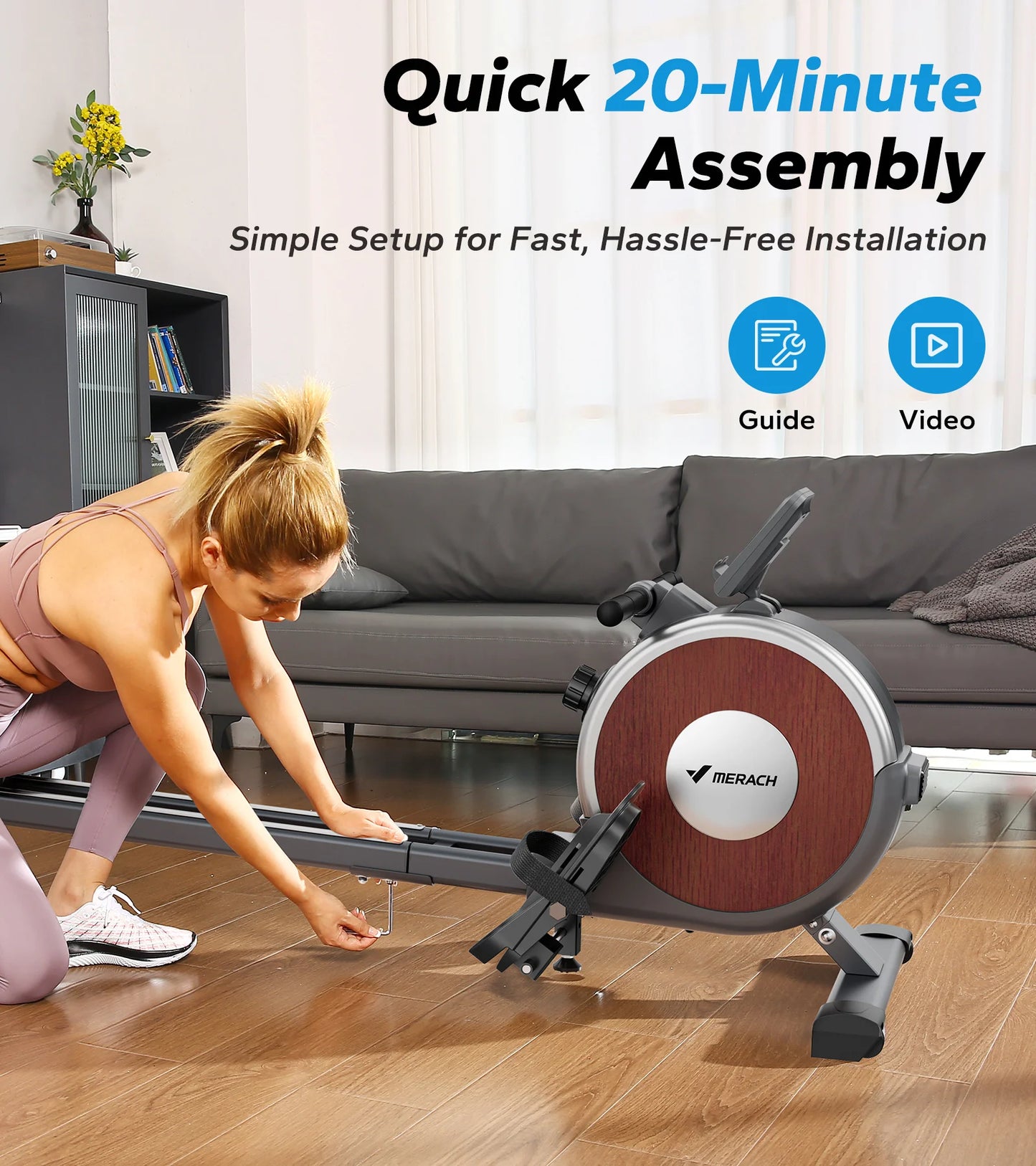 MERACH Magnetic Rowing Machine Rower With 16 Levels Quiet Resistance