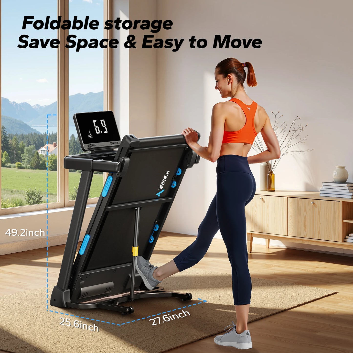 MERACH Foldable Treadmill T12 Incline With Heart Rate Monitoring