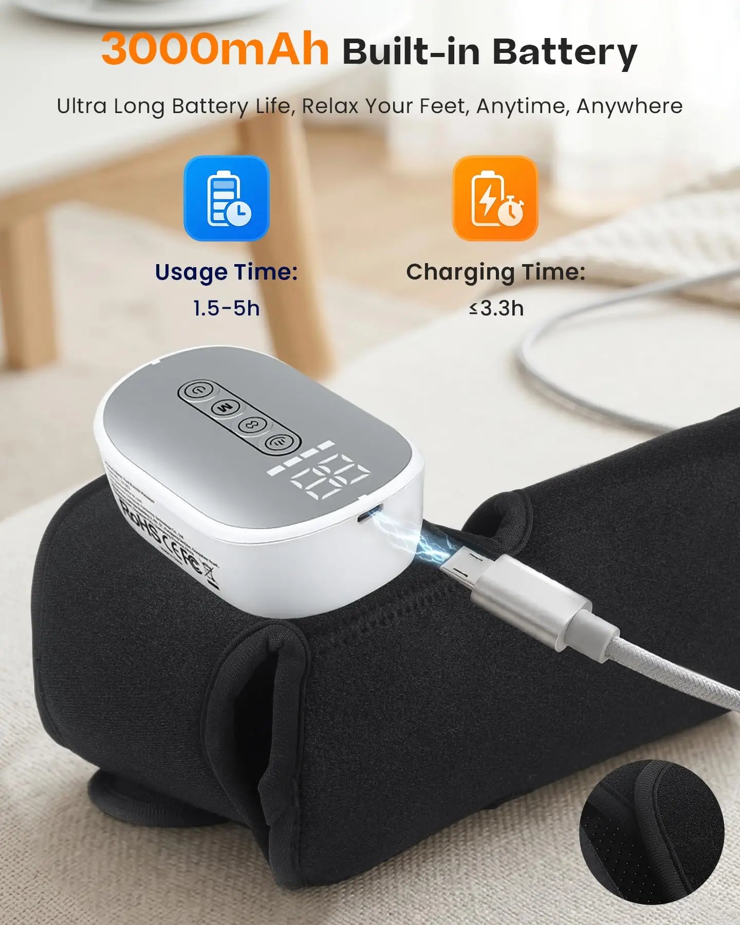 Ankle Foot Massager With Heat And Air Compression Cordless Therapy