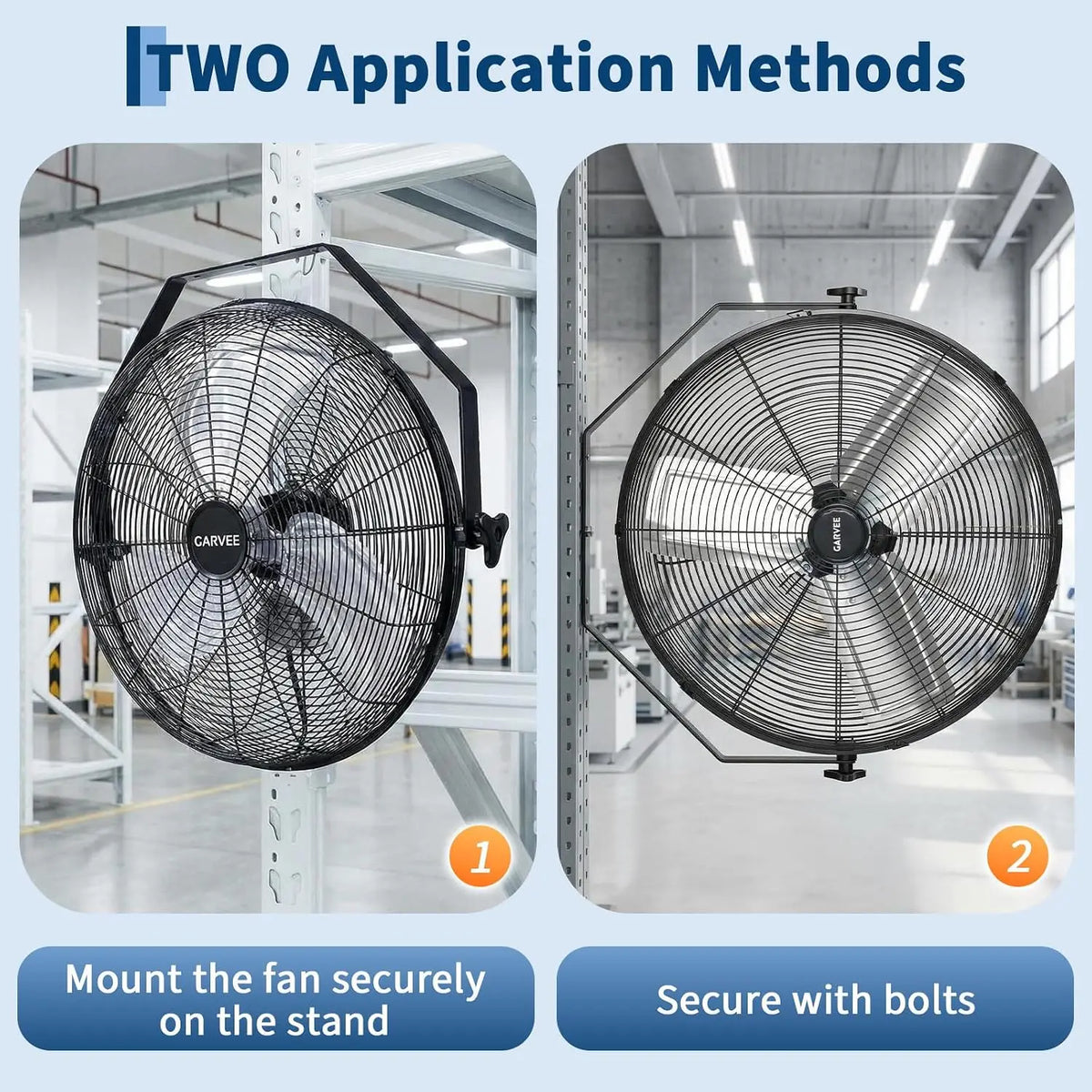 18/20 Inch Metal Wall Mount Fan, Aluminum Industrial Wall Fan, 120V 60Hz US Plug, High‑Speed Ventilation Fan for Garage Warehouse Workshop Commercial Use