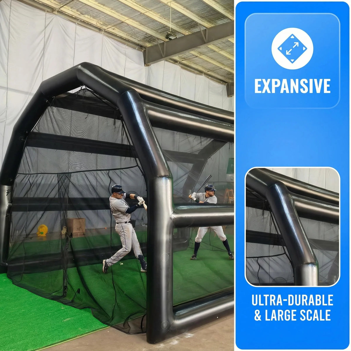 20x16FT Inflatable Baseball Cage, Heavy Duty PVC Baseball Practice Net with Air Pump, Portable Batting Cage for Pitching, Hitting Training, Softball Practice, Backyard, School & Sports Events