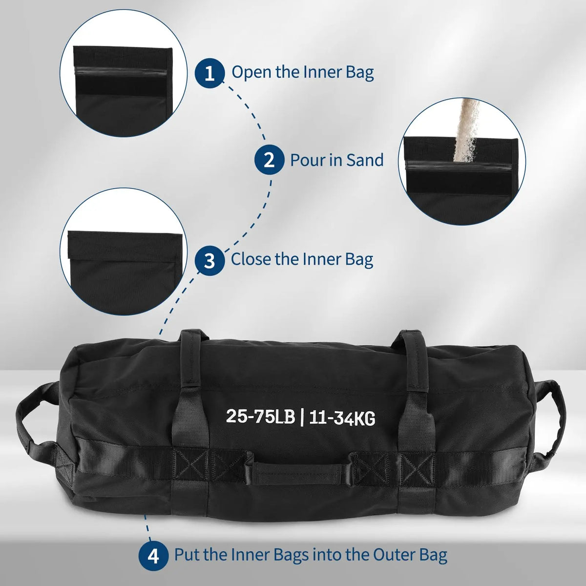 Adjustable Fitness Sandbag With Handles For Strength Training
