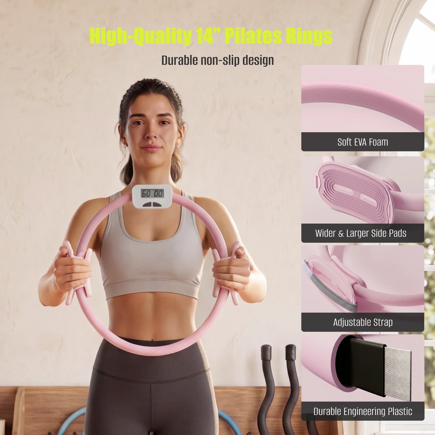 MaxU Pilates Ring And Bar Home Workout Resistance Fitness Set