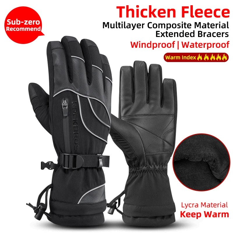 ROCKBROS Winter Cycling Gloves Full Finger Windproof Thermal