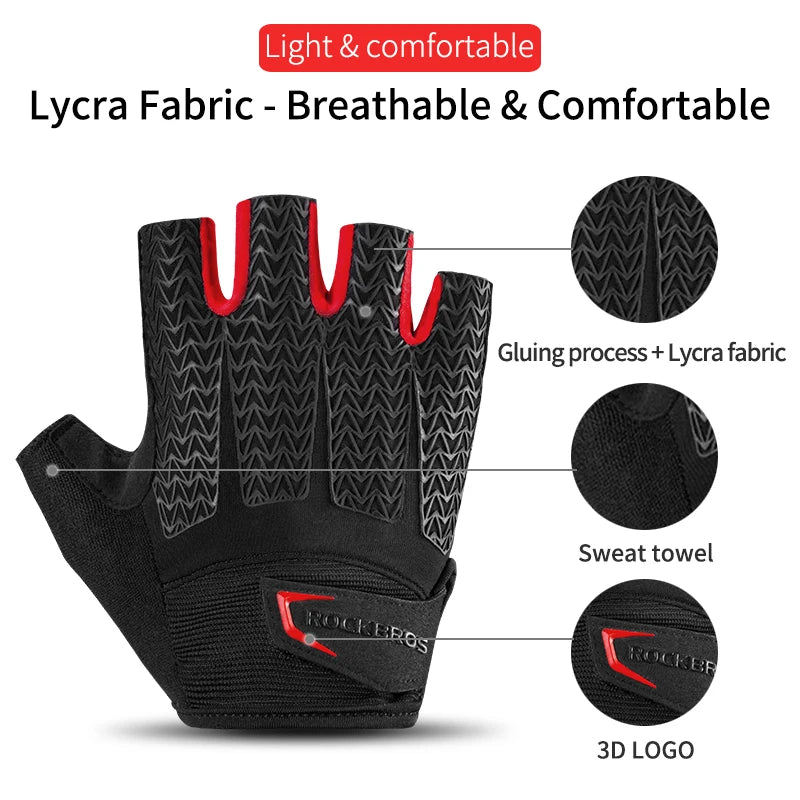 ROCKBROS Half Finger Cycling Gloves With Gel Padding And Grip