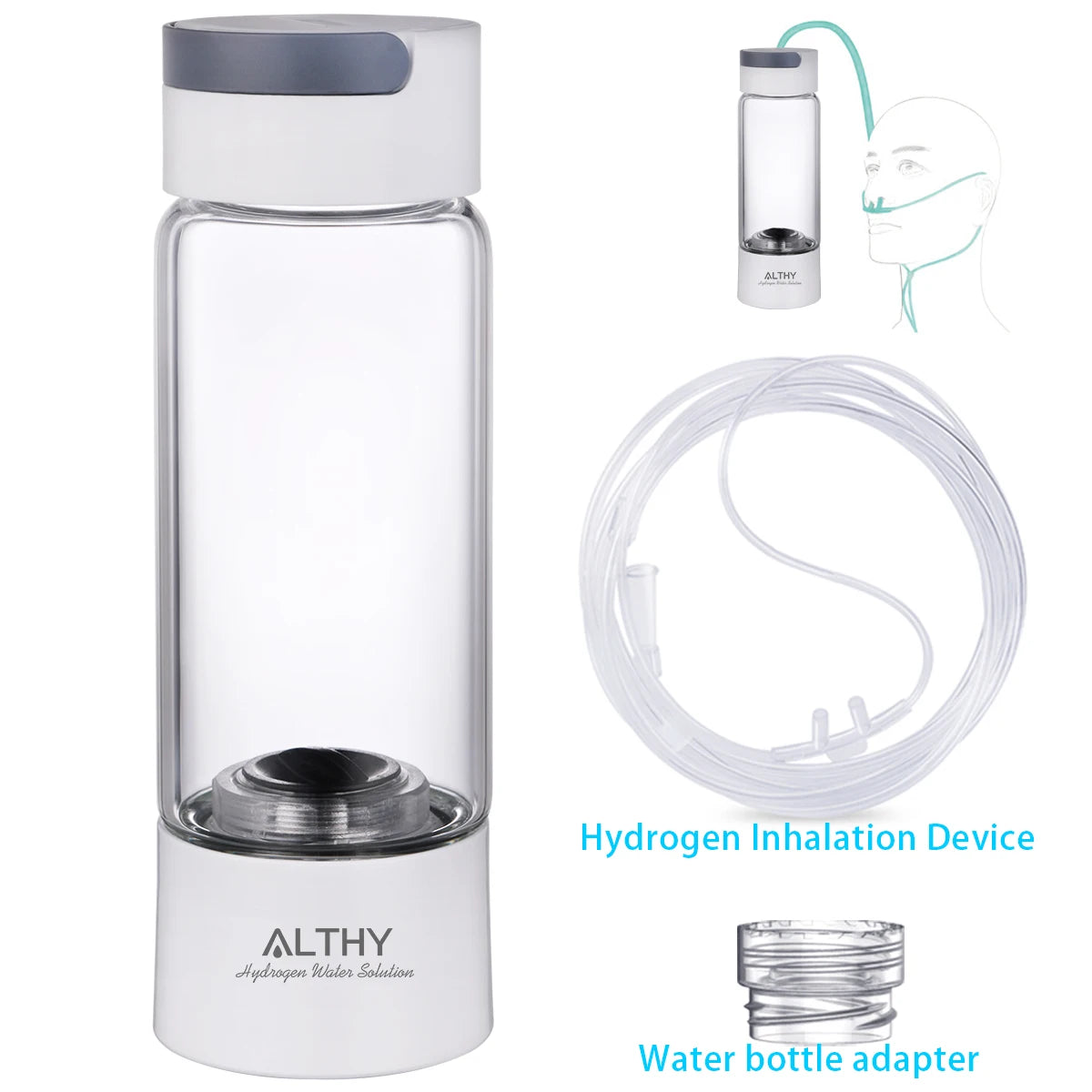 ALTHY Hydrogen Rich Water Generator Glass Bottle Ionizer