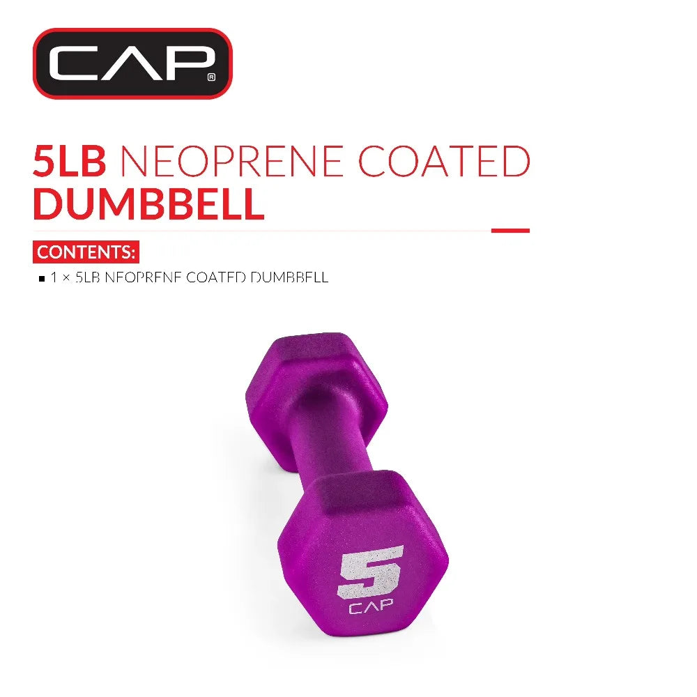 Cap Barbell Neoprene Hex Dumbbell Set Home Gym 5 Lb