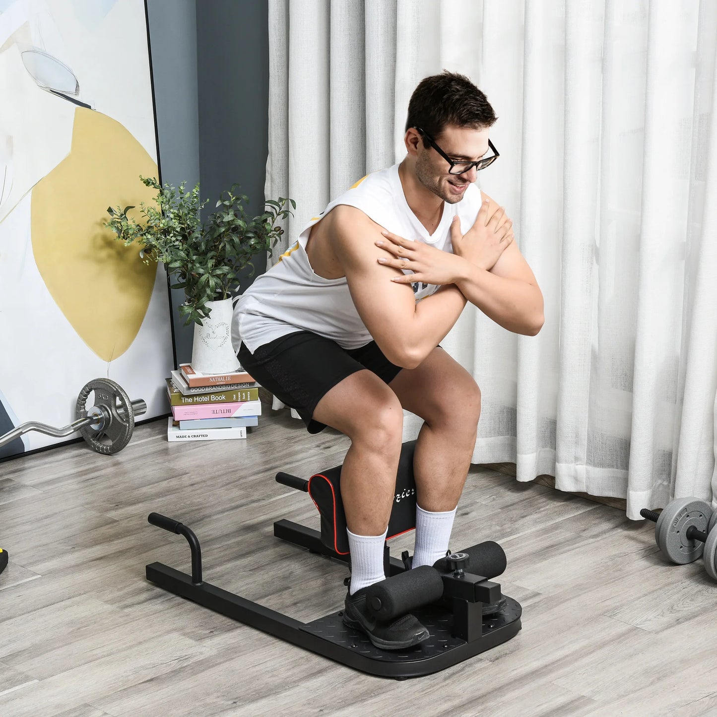 ThreeInOne Padded Push Up Sit Up Squat Fitness Machine Gym