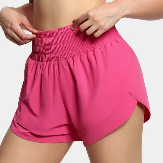 THE GYM PEOPLE Women's High Waisted Workout Shorts Quick Dry With Mesh Liner