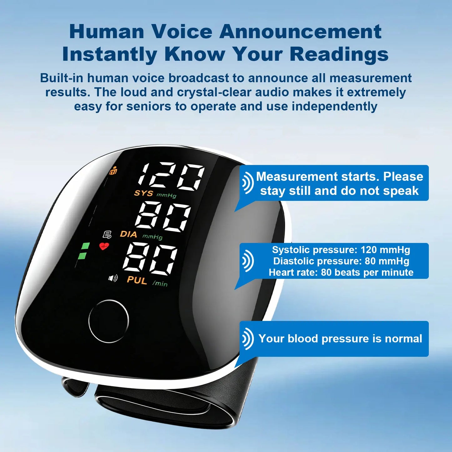 Rechargeable Wrist Blood Pressure Monitor With LCD Display 240Memory