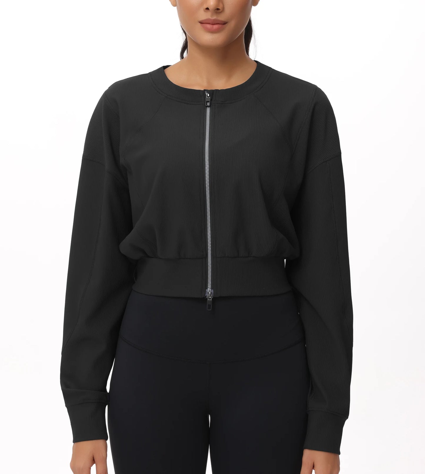 The Gym People Womens Full Zip Cropped Athletic Jacket