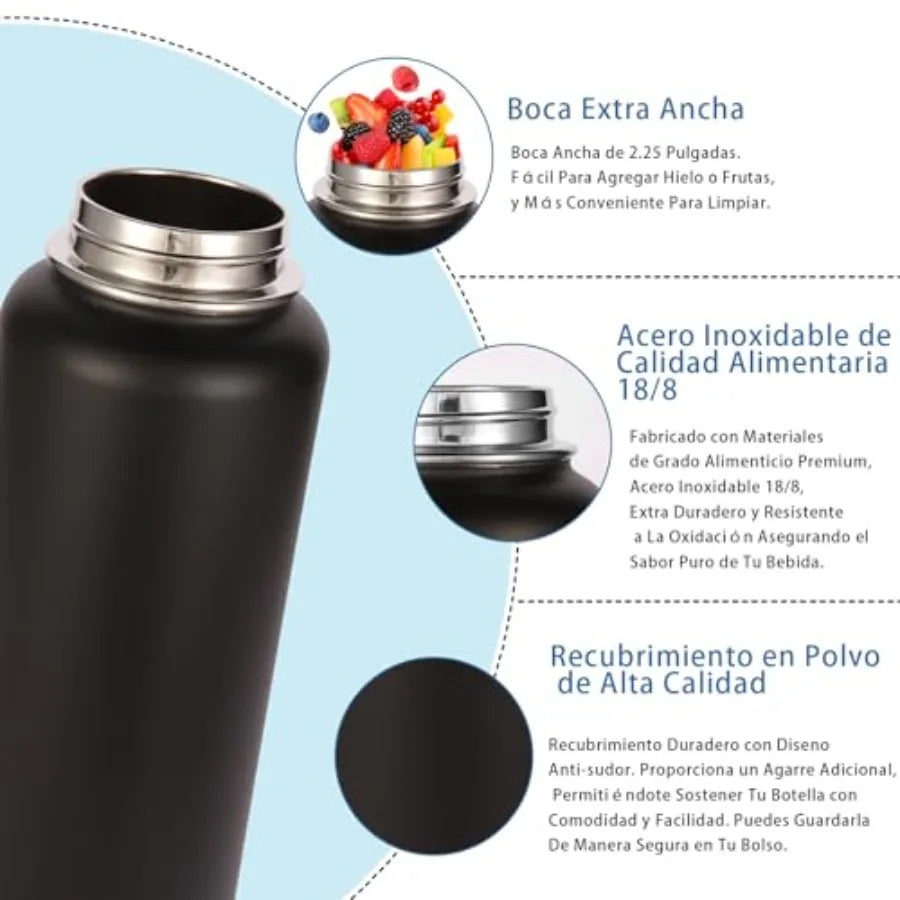Insulated Stainless Steel Water Bottles 4 Pack With Paracord Handle
