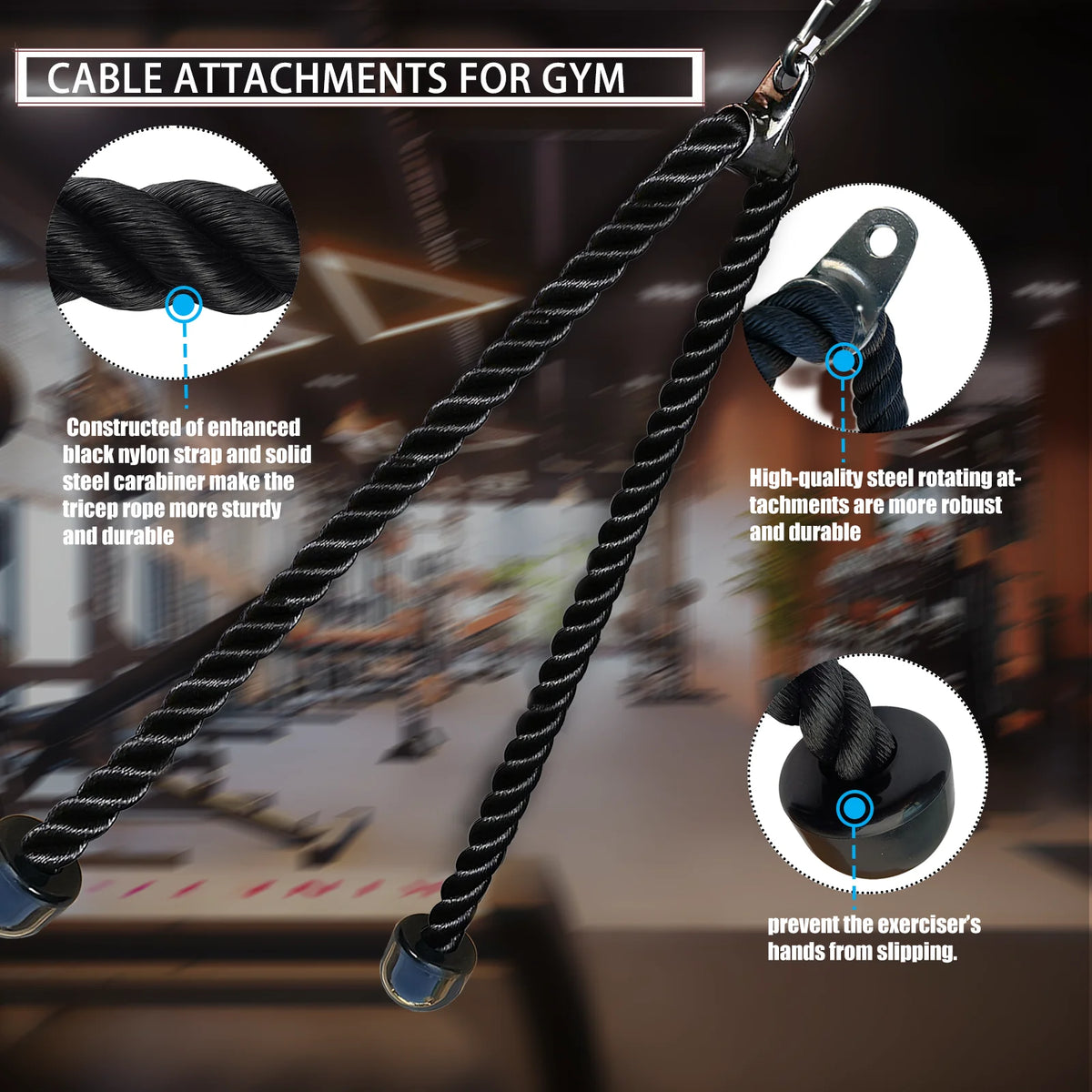 MARSAFIT Tricep Rope Cable Machine Attachment For Strength Training