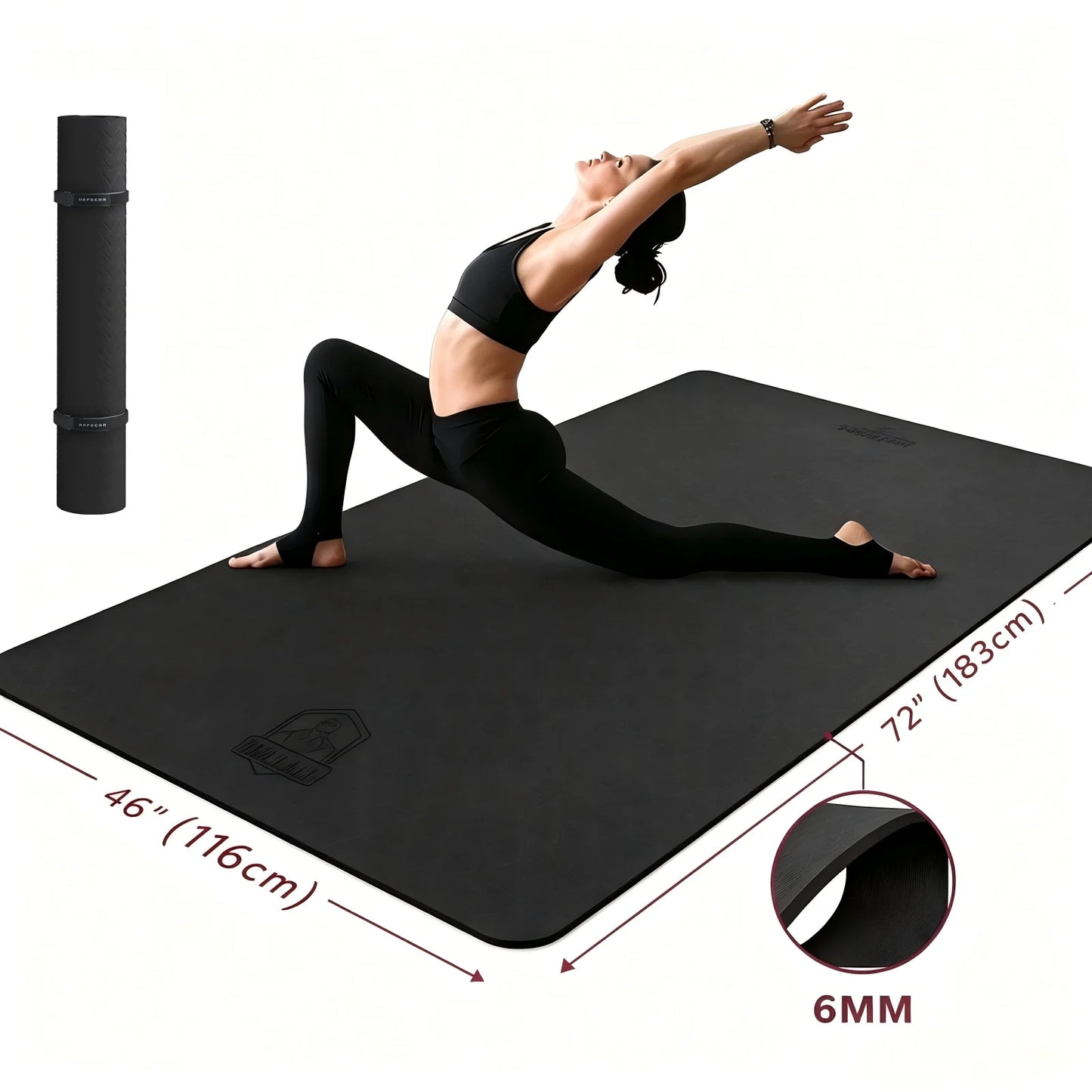 HAPBEAR Large Yoga Mat Non Slip TPE For Gym Workouts