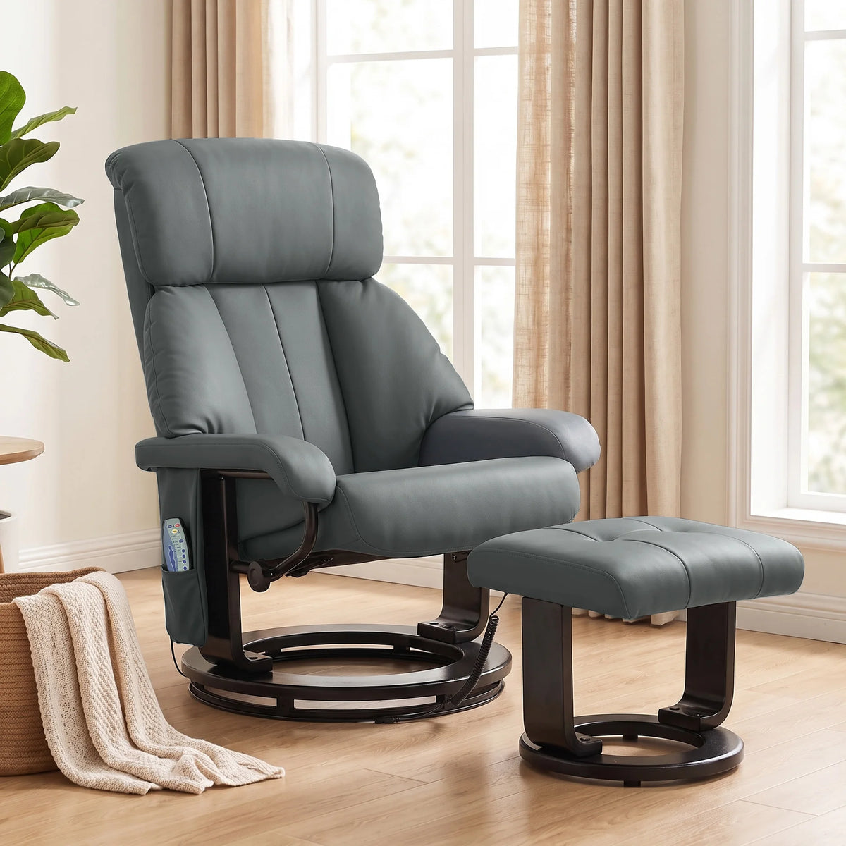 HOMCOM Massage Recliner Chair With Ottoman And 10 Point Vibration