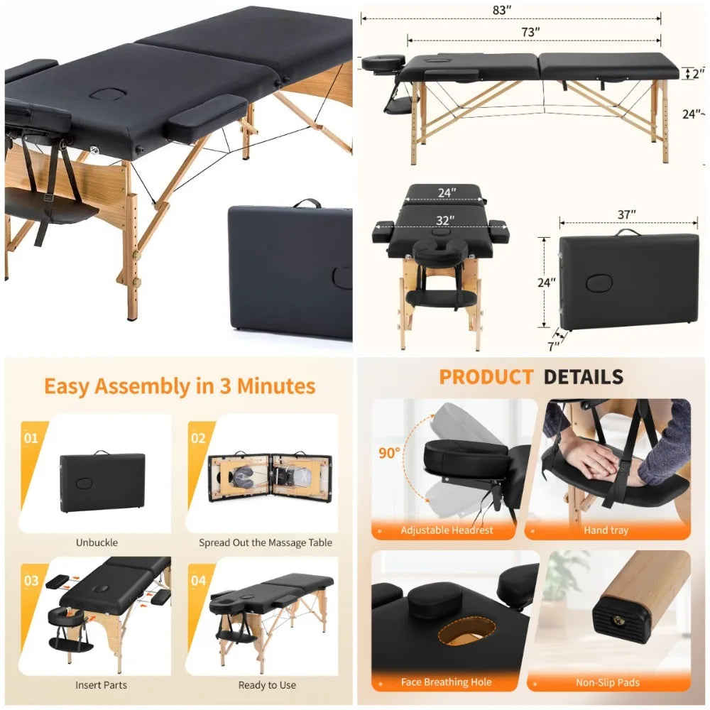 XMSJ Portable Folding Massage Table for Spa and Lash Treatments