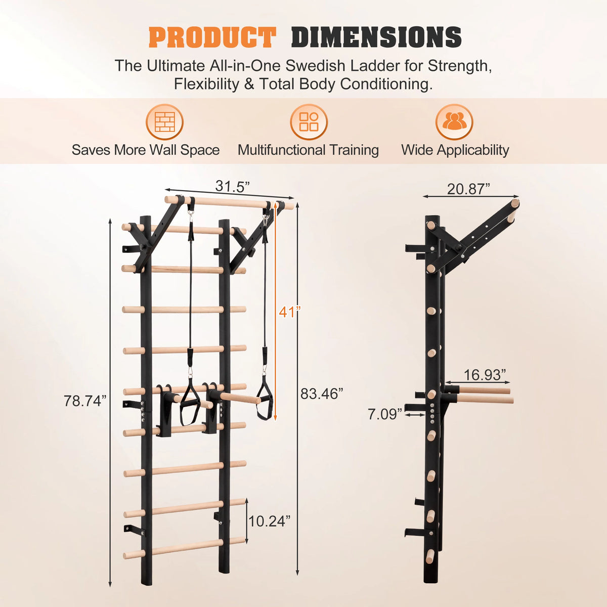 Wall Mounted Steel Gymnastics Bars With Pull Up Station