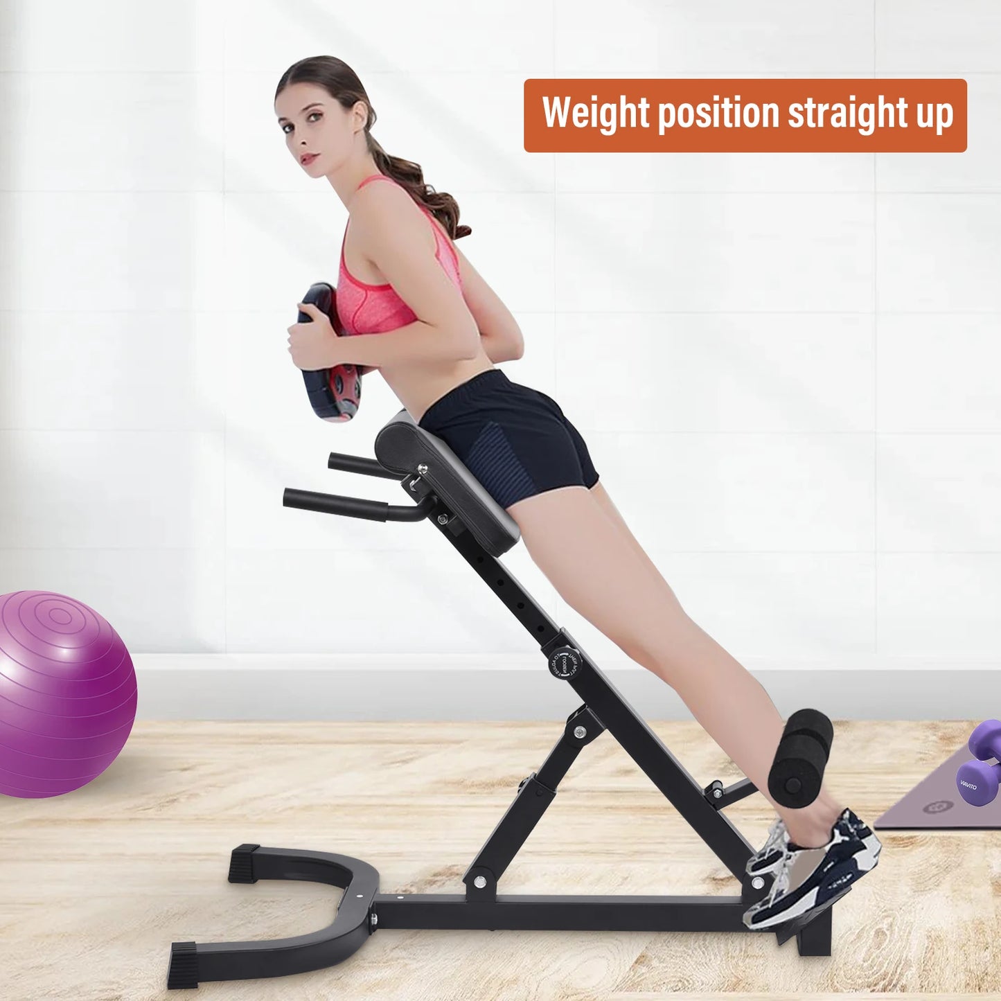 Roman Chair Back Extension Bench Folding Hyperextension For Lower Back