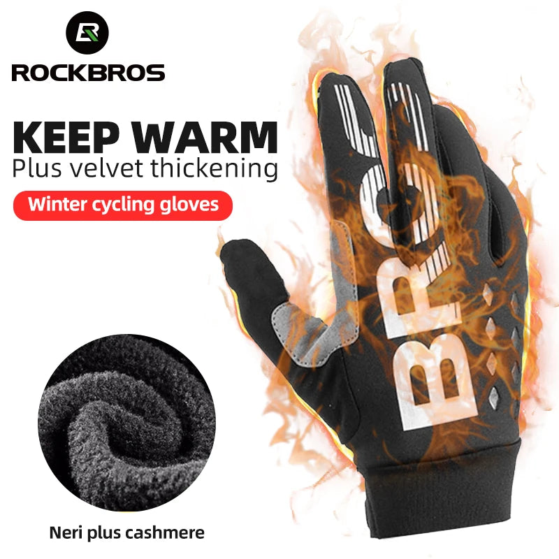ROCKBROS Winter Cycling Gloves Full Finger Windproof Thermal