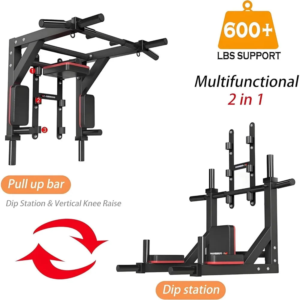 Ytyin Wall Mounted Pull Up Bar With Dip Station Rack