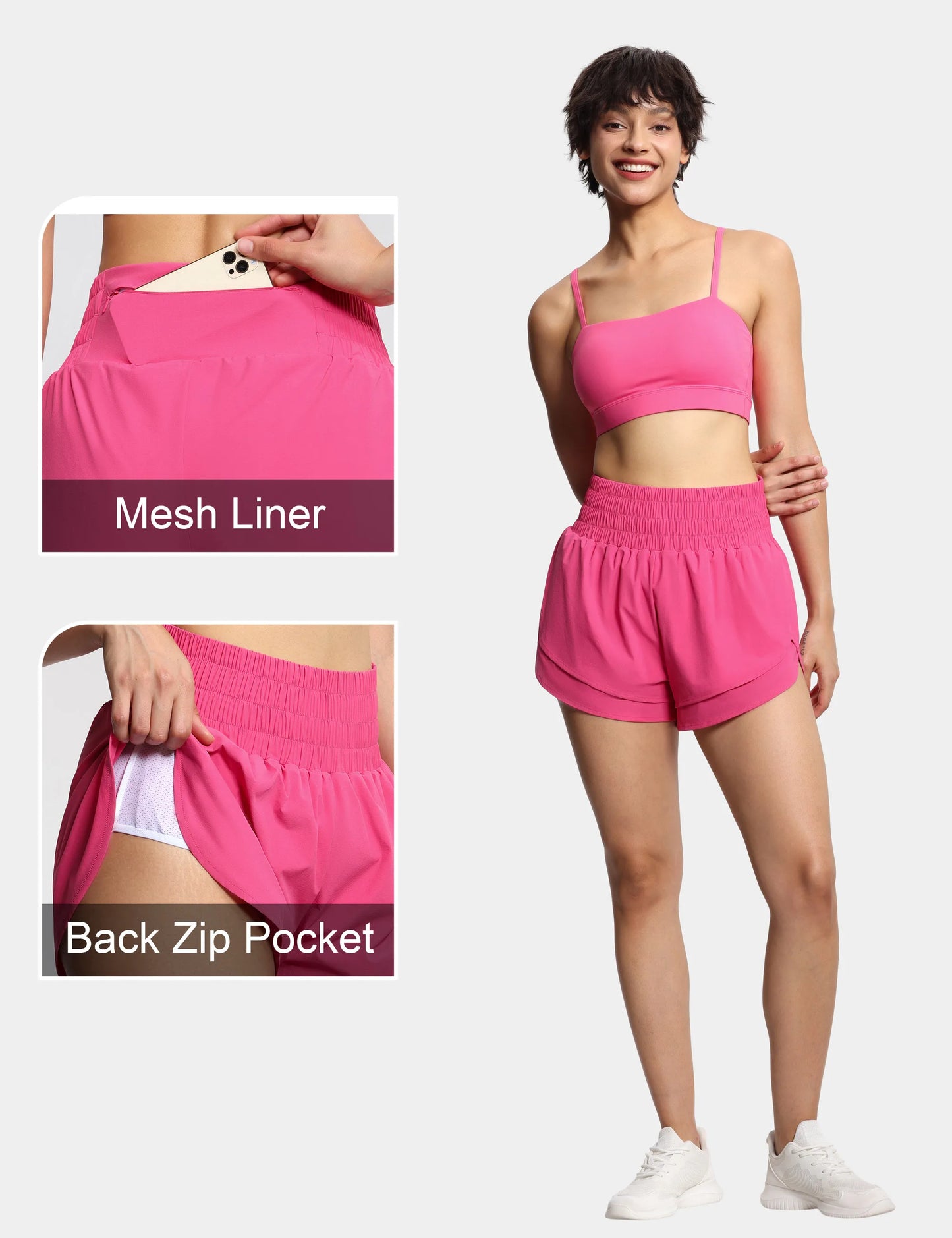 THE GYM PEOPLE Women's High Waisted Workout Shorts Quick Dry With Mesh Liner