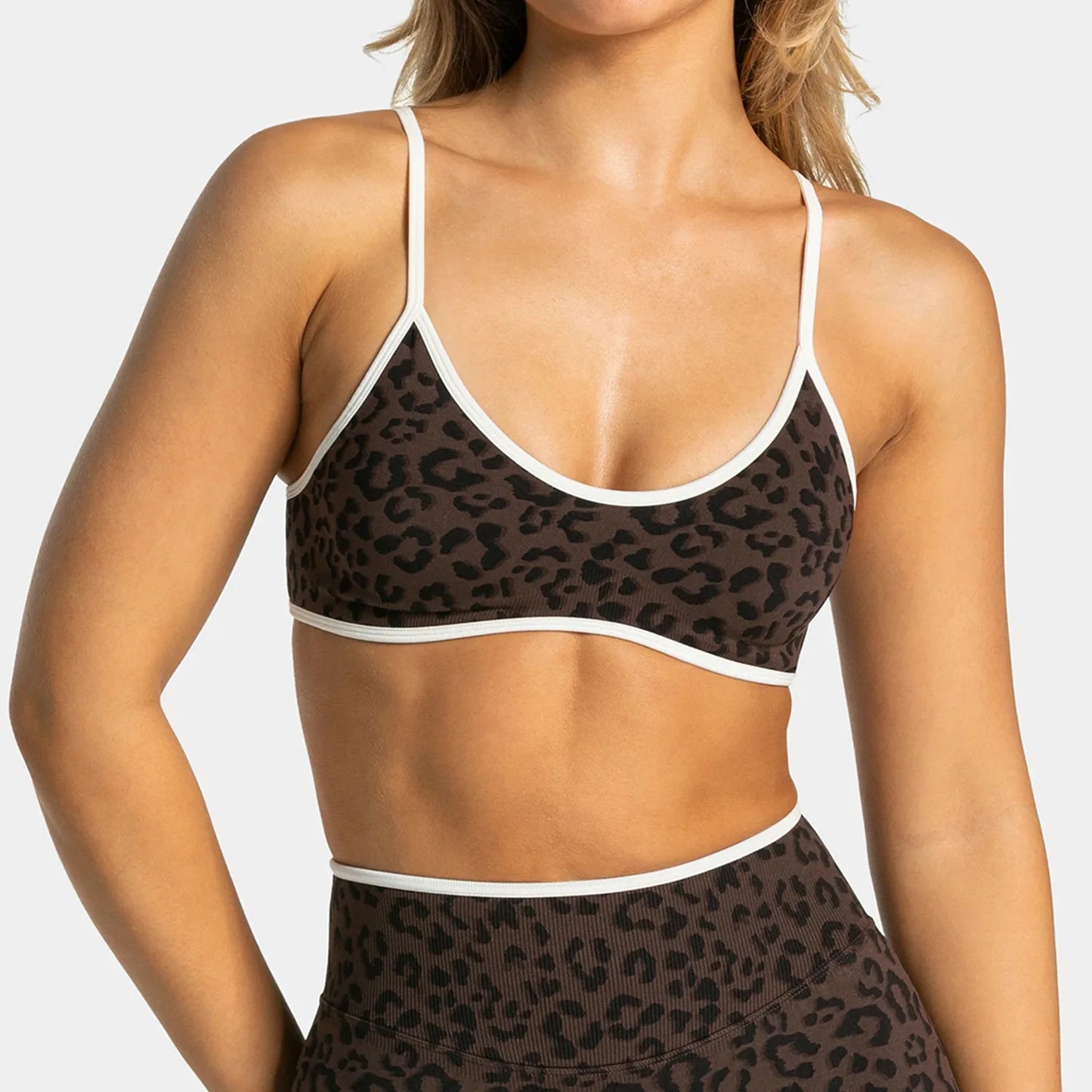Everwanted Leopard Print Yoga Set Racerback Sports Bra High Waisted Leggings