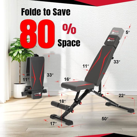 Fitness Reality Adjustable Weight Bench With Incline Decline Press Foldable