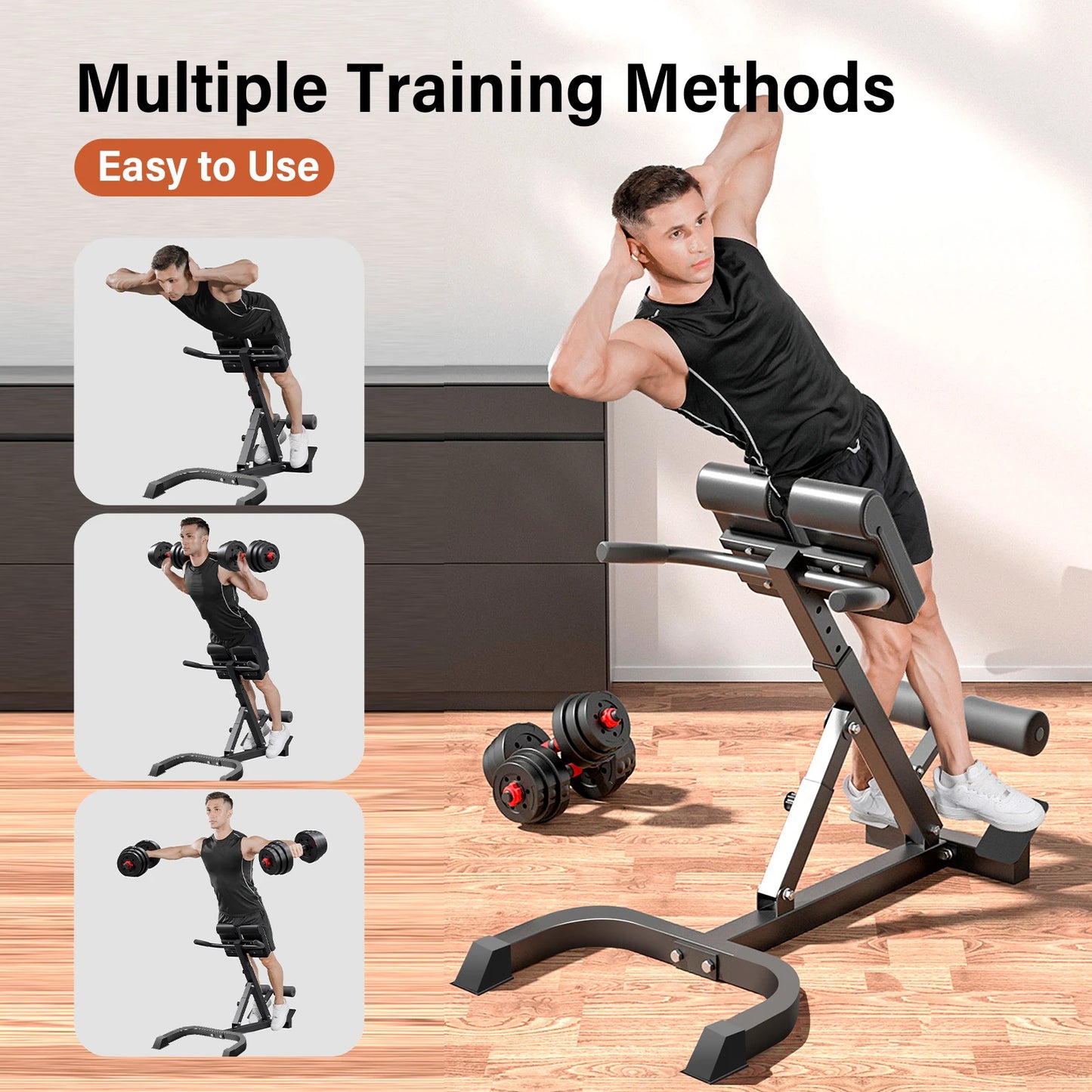 Roman Chair Back Extension Bench Folding Hyperextension For Lower Back