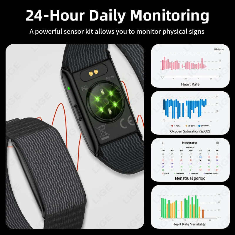 LIGE GPS Sports Smart Bracelet With Blood Pressure Health Tracker