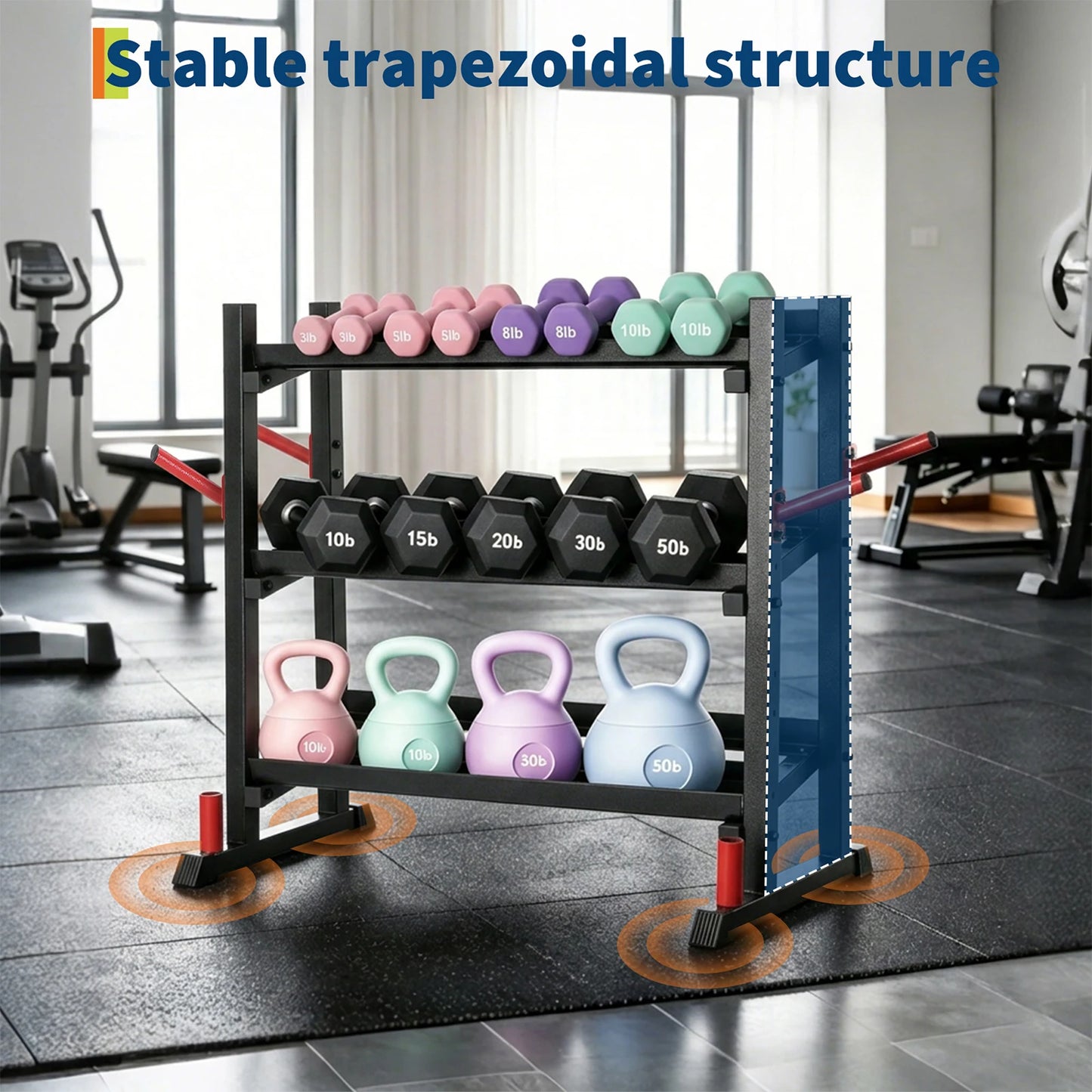 Adjustable 3 Tier Dumbbell Rack 1300LB Capacity For Home Gym