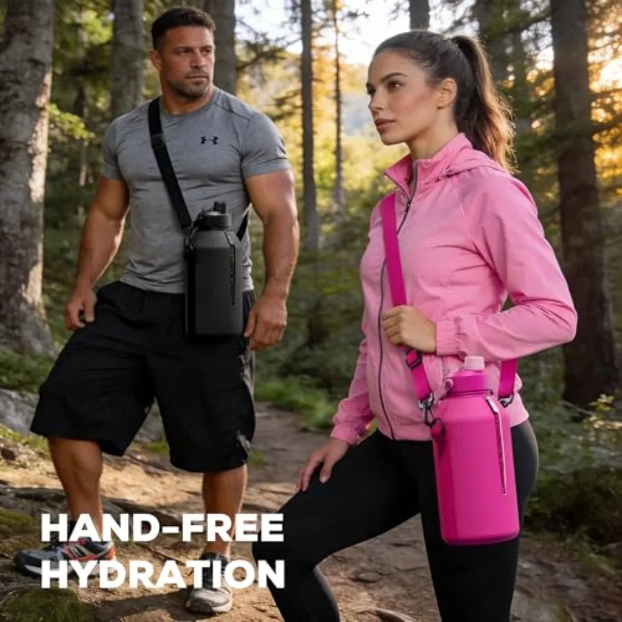 Insulated Water Bottle With 2-In-1 Straw Spout Lid Leakproof BPA-Free