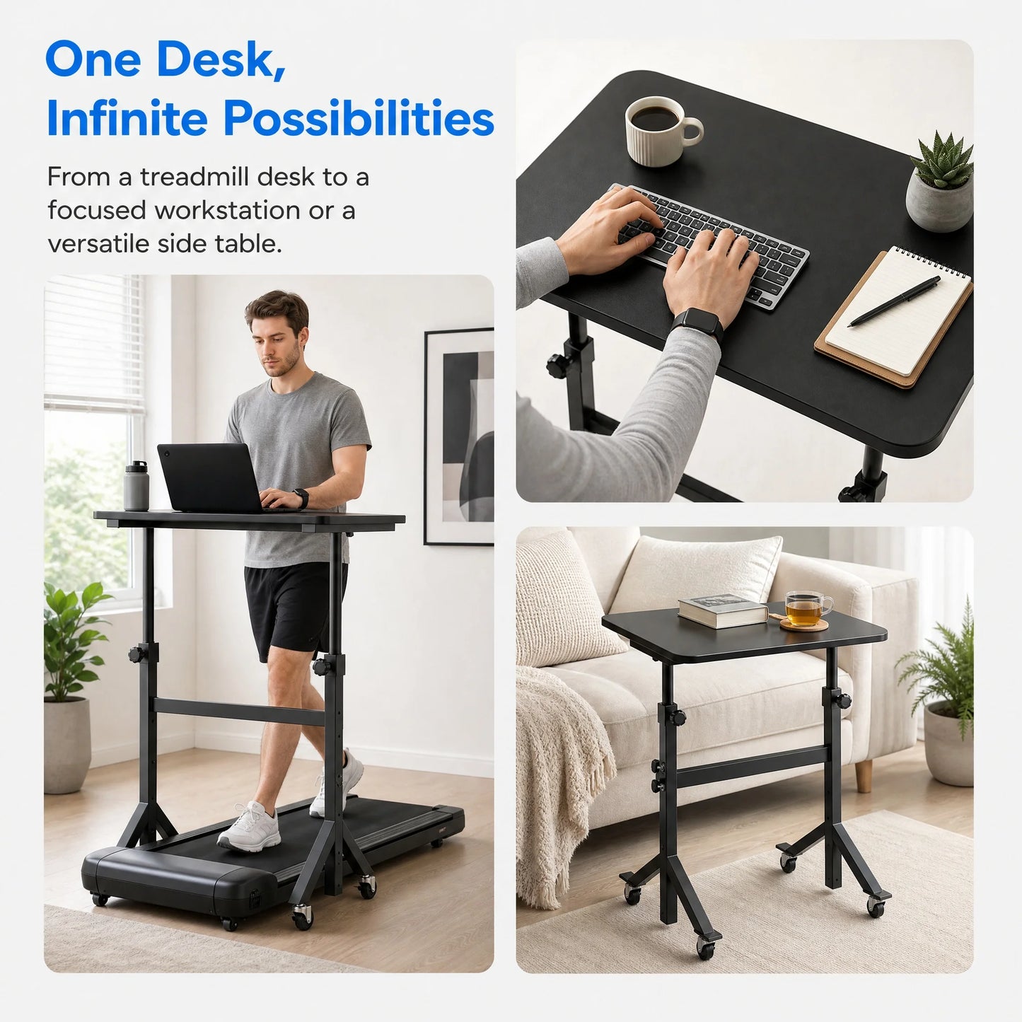 K Kyspho Adjustable Mobile Standing Desk With Wheels
