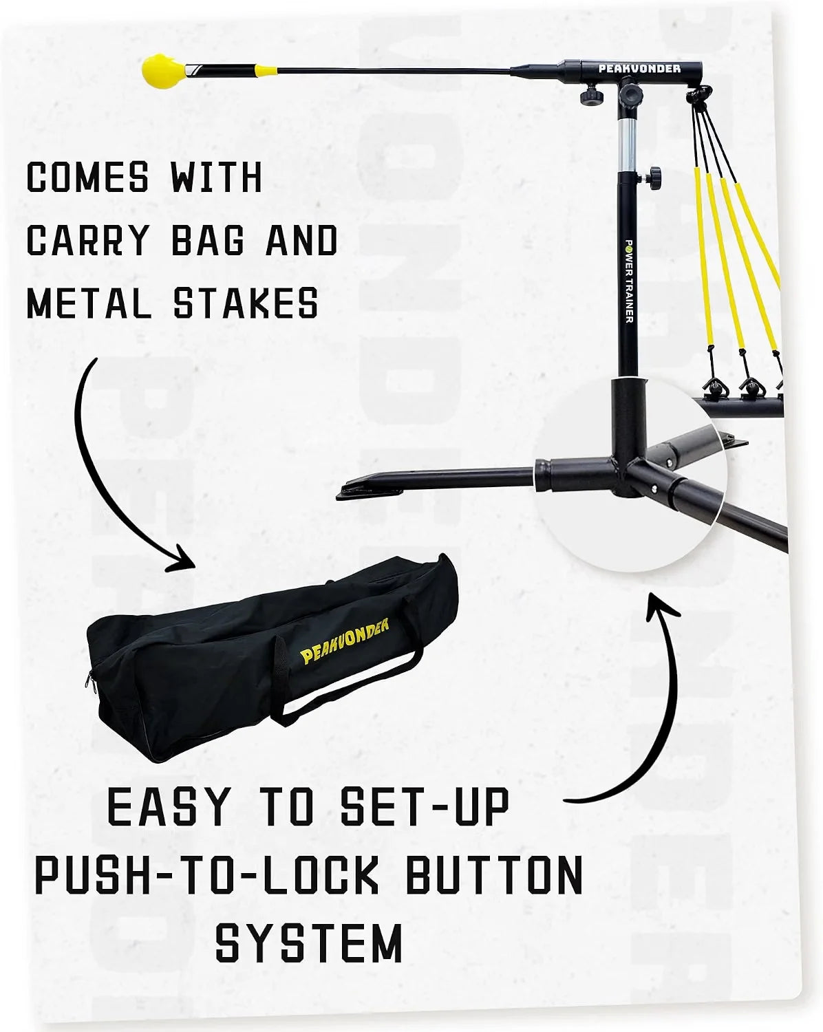 Baseball Softball Training Equipment,Baseball Softabll Hitting Trainer,Baseball Swing Trainer with 4 Power Bands, Improve Hand-Eye Coordination, Swing Mechanics, and Hitting Performance