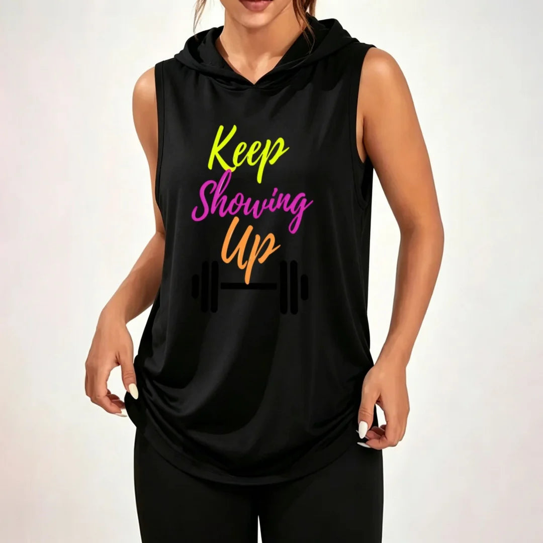 Conquer Excuses Unisex Sleeveless Hoodie With Barbell Graphic