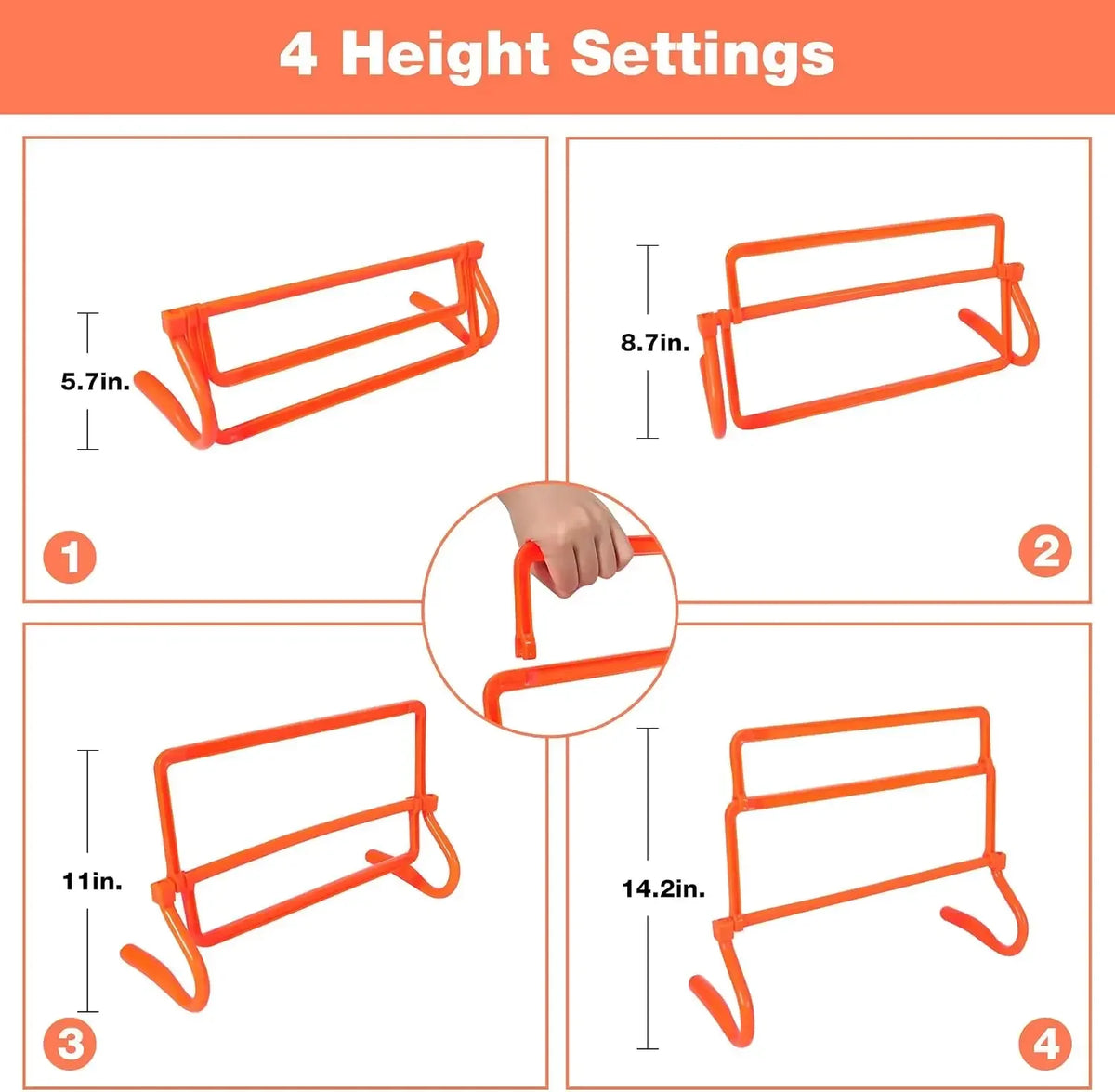 Adjustable Agility Hurdles, 4-Height Speed Training Equipment, 6-Piece Portable Set with Carry Bag for Athletes, Kids, Soccer, Basketball